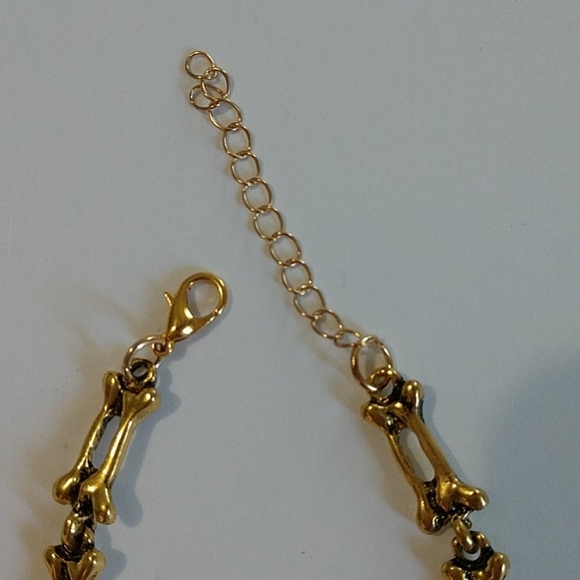 SALE Unique Pirate Skeleton Skull Gold-tone Drop Down Dangle Necklace - Picture 9 of 10